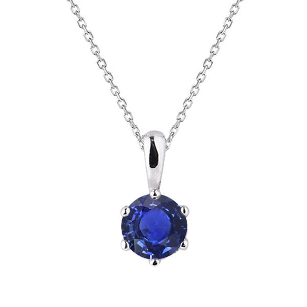 Precious Stone Pendant 14K White Gold with Blue Sapphire – main view