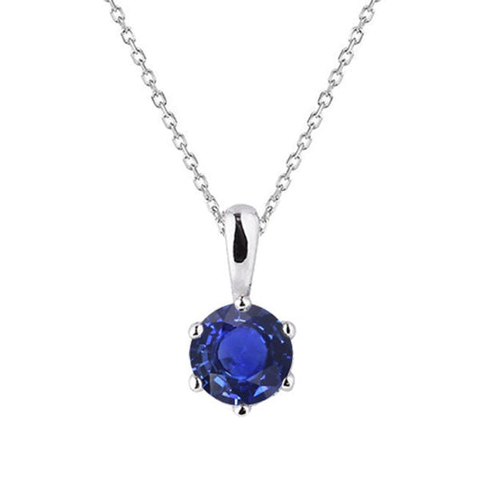 Precious Stone Pendant 14K White Gold with Blue Sapphire – main view