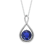 Round Brilliant Royal Blue Sapphire ring in 14K White Gold – main view