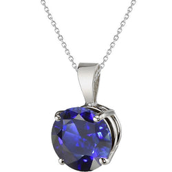 Natural Round Brilliant Royal Blue Sapphire Gemstone Pendant