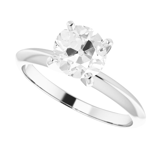 Old Mine Cut Fine Diamond ring in 14K White Gold – main view