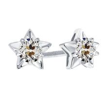 Brilliant Diamond Old Mine Cut Stud Earrings in 14K White Gold – main view