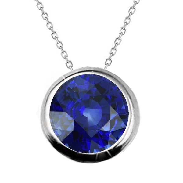 Precious Stone Pendant 14K White Gold with Royal Blue Sapphire – main view