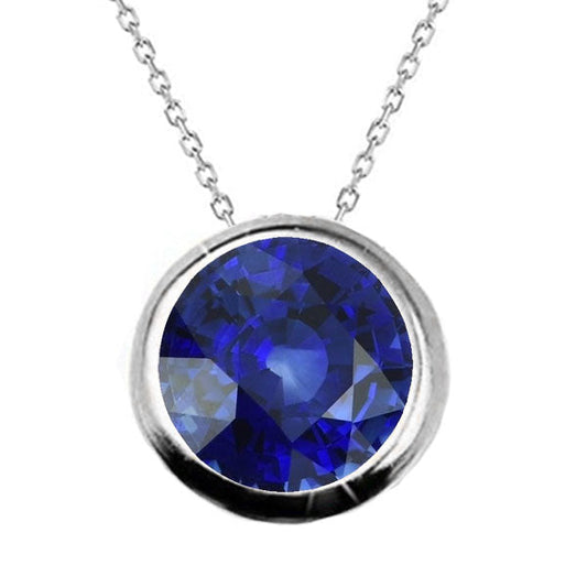 Precious Stone Pendant 14K White Gold with Royal Blue Sapphire – main view