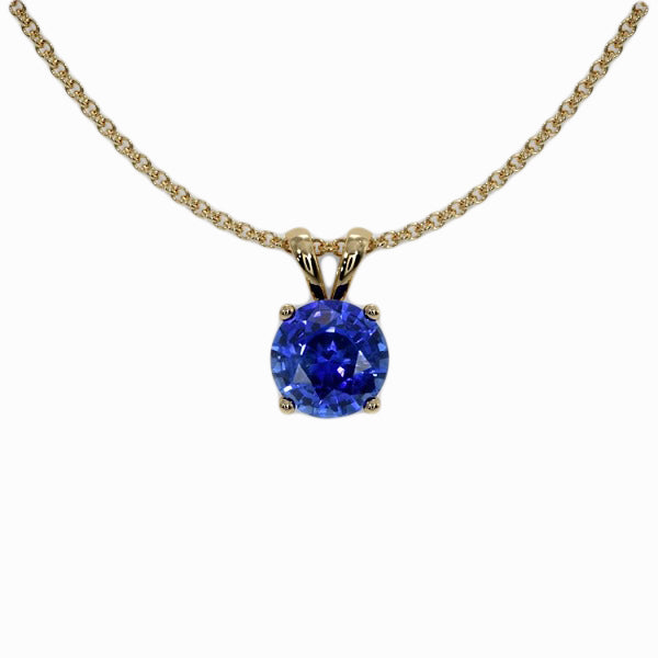 Precious Stone Pendant 14K Yellow Gold with Royal Blue Sapphire – main view