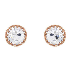 14K Rose Gold Diamond Earrings – 4-ct Old Mine Cut