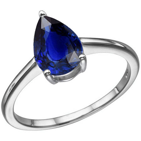 Precious Stone Ring 14K White Gold with Royal Blue Sapphire – main view
