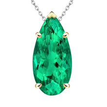 Authentic Colombian Emerald Gemstone Pendant 8 ct Two-Tone 14K Gold – main view
