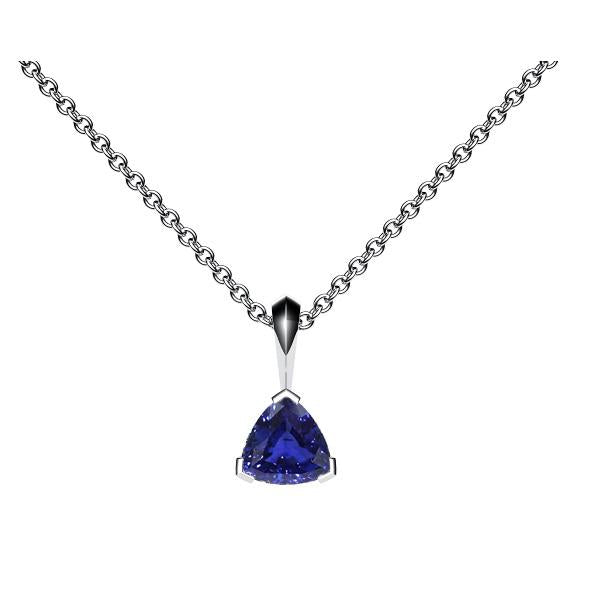 Trilliant Cut Royal Blue Sapphire ring in 14K White Gold – main view