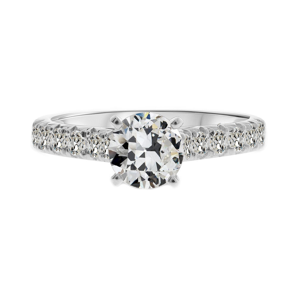 Earth-Mined Brilliant Diamond Solitaire with Side Stones – main view
