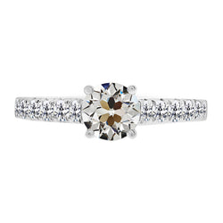 14K White Gold Diamond Solitaire Ring with Accents – 3-ct
