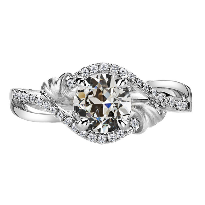 Authentic Diamond Solitaire Ring with Accents 3 ct 14K White Gold – main view