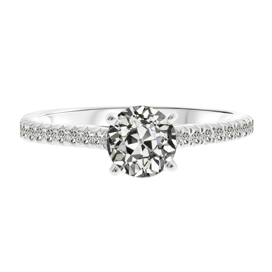 Antique Cushion Brilliant Diamond ring in 14K White Gold – main view