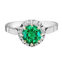 Emerald Colored Stone Ring 2.50-ct Two-Tone 14K Gold – main view
