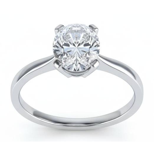 Solitaire Oval 2.50 Carats Real Natural Earth Mined Diamond Engagement Ring 14K White Gold