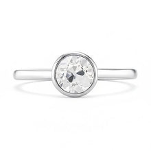 Solitaire Ring Bezel Set Round Old Natural Earth Mined Diamond 1 Carat White Gold