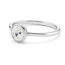 Solitaire Ring Bezel Set Round Old Natural Earth Mined Diamond 1 Carat White Gold