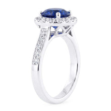 Sparking Natural Earth Mined Diamond Halo Ring Round Cut Ceylon Sapphire 3.50 Carats Gold