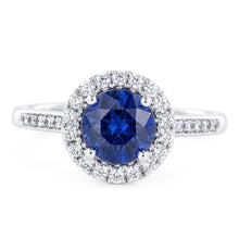 Sparking Natural Earth Mined Diamond Halo Ring Round Cut Ceylon Sapphire 3.50 Carats Gold