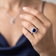 Sparking Natural Earth Mined Diamond Halo Ring Round Cut Ceylon Sapphire 3.50 Carats Gold