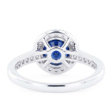 Sparking Natural Earth Mined Diamond Halo Ring Round Cut Ceylon Sapphire 3.50 Carats Gold