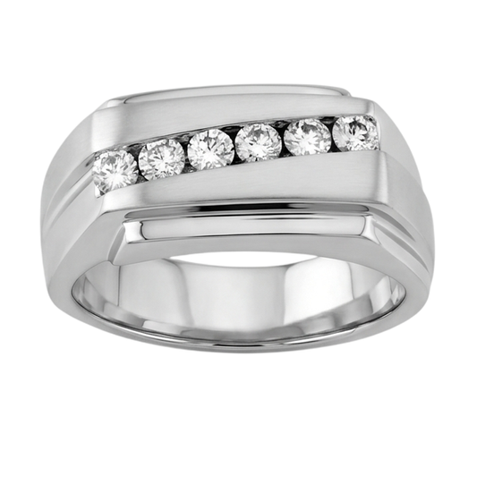 Sparkling 0.50 Carats Round Genuine Natural Earth Mined DIAMOND ( NOT LAB GROWN )s Men Ring White Gold 14K