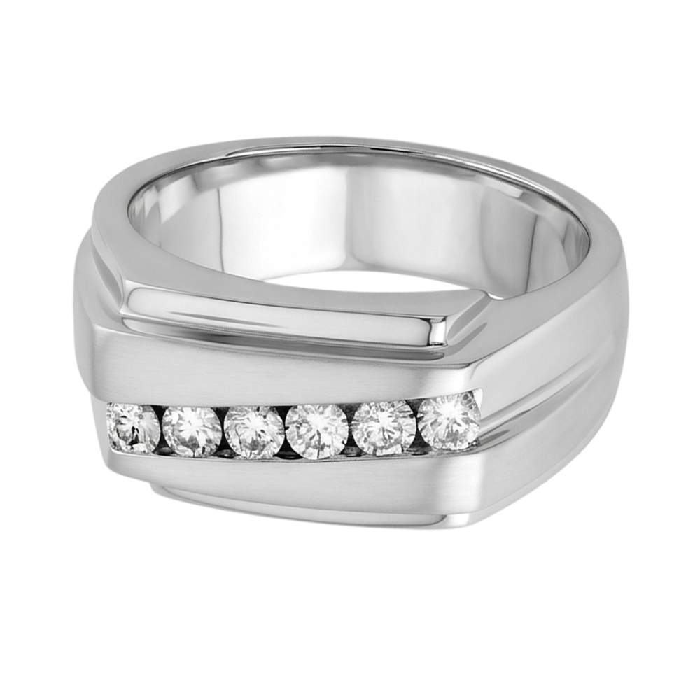 Sparkling 0.50 Carats Round Genuine Natural Earth Mined DIAMOND ( NOT LAB GROWN )s Men Ring White Gold 14K
