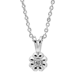 Sparkling 1 Carat Real Round Diamond Pendant Necklace White Gold 14K