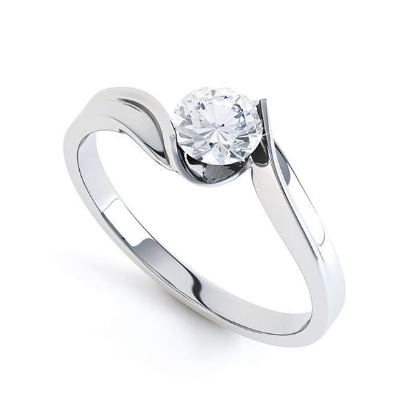 Sparkling 1.10 Ct Solitaire Round Cut Genuine Diamond Wedding Ring White Gold
