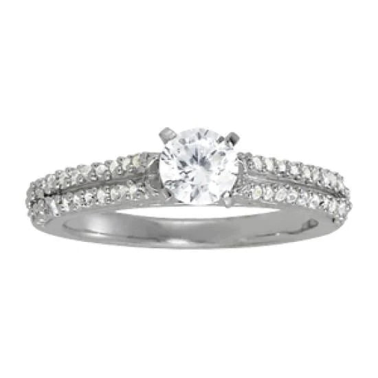 Sparkling 1.15 Carats Round Real Diamond Solitaire With Accents Fancy Ring