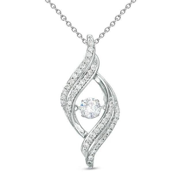 Sparkling 1.4 Carats Natural Diamonds Necklace Pendant White Gold 14K New