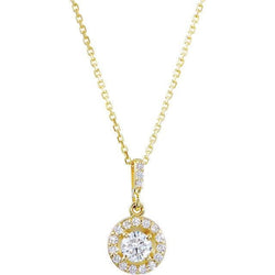 Sparkling 1.45 Carats Real Diamonds Pendant Necklace Yellow Gold 14K