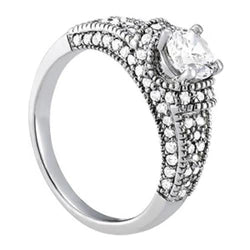 Sparkling 1.50 Carats Round Real Diamond Engagement Ring White Gold 14K