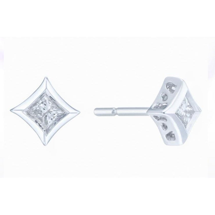 Sparkling 1.80 Ct Princess Cut Natural Diamonds Studs Women Earrings White