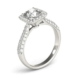 Sparkling 2 Carat Cushion Real Diamond Engagement Ring Solid Gold 14K