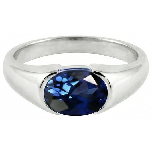 natural oval sapphire 2ct ring side angle