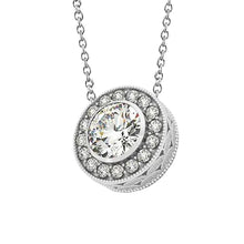 Sparkling 2.00 Ct. Round Real Diamond Milgrain Pendant Without Chain WG 14K