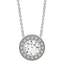 Sparkling 2.00 Ct. Round Real Diamond Milgrain Pendant Without Chain WG 14K