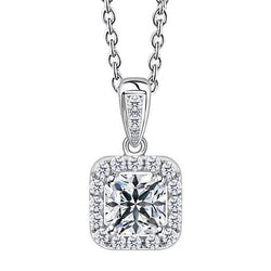 Sparkling 2.10 Carats Natural Diamond Pendant Necklace White Gold 14K