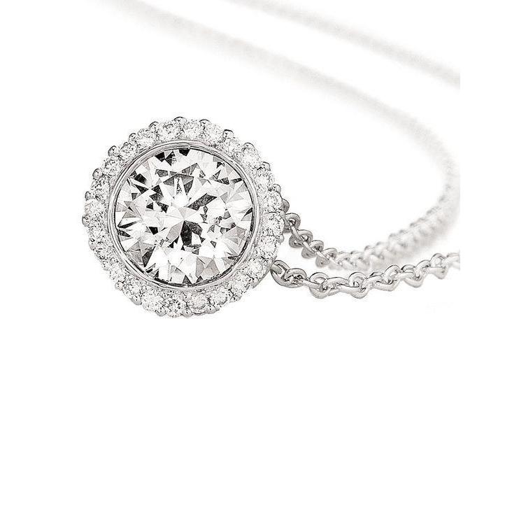 Sparkling 2.24 Carats Round Real Diamond Necklace Pendant White Gold 14K