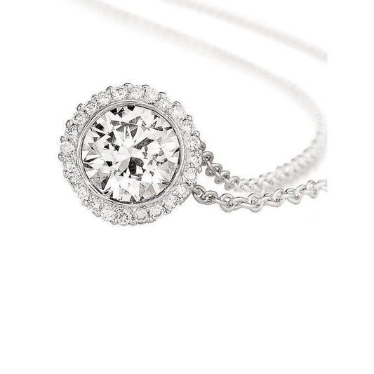 Sparkling 2.24 Carats Round Real Diamond Necklace Pendant White Gold 14K
