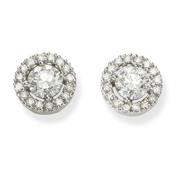 Sparkling 2.32 Carats Natural Diamond Studs Halo Earring White Gold 14K