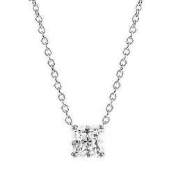 Sparkling 2.5 Ct White Gold Real Princess Cut Natural Earth Mined Diamond Pendant Necklace