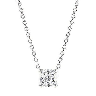 Sparkling 2.5 Ct White Gold Real Princess Cut Diamond Pendant Necklace