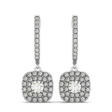 Sparkling 2.50 Carat Natural Round Diamond Halo Dangle Earring White Gold 14K