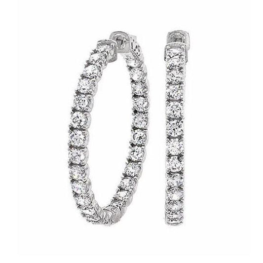 Sparkling 2.50 Carats Genuine Diamonds Single Row Hoop Earrings