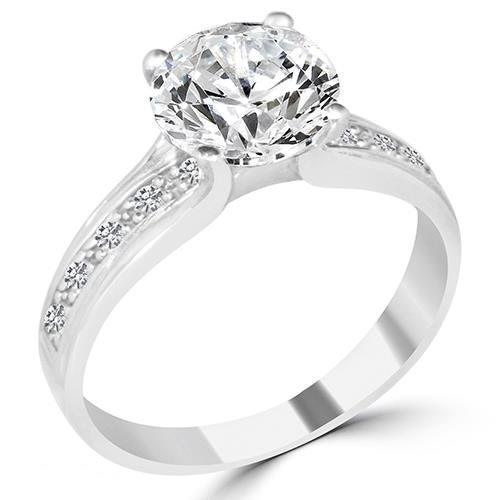 Sparkling 2.50 Carats Real Diamond Ring With Accents White Gold