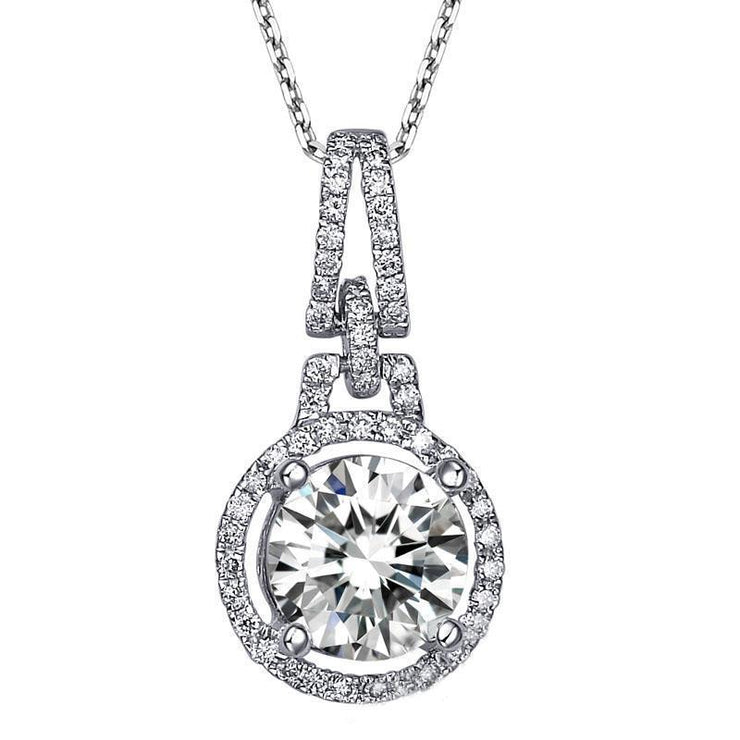 Sparkling 2.75 Carats Real Diamonds Pendant Necklace White Gold