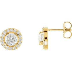 Sparkling 2.84 Carats Halo Genuine Diamonds Studs Earrings New 14K Yellow Gold