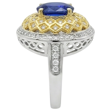 Sparkling 3.11 Ct Oval Tanzanite Natural Earth Mined DIAMOND ( NOT LAB GROWN )s Ring Two Tone Gold